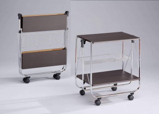 Foldable Wood Serving Trolley Cart - SA016M. Folding Trolley MDF SA016M wenge color